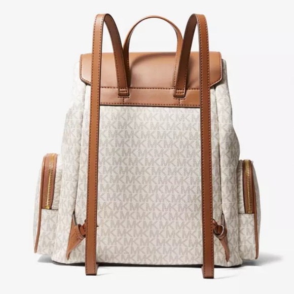 Michael Kors Jet Set Large Logo Backpack in Vanilla/Acorn - Picture 2 of 8